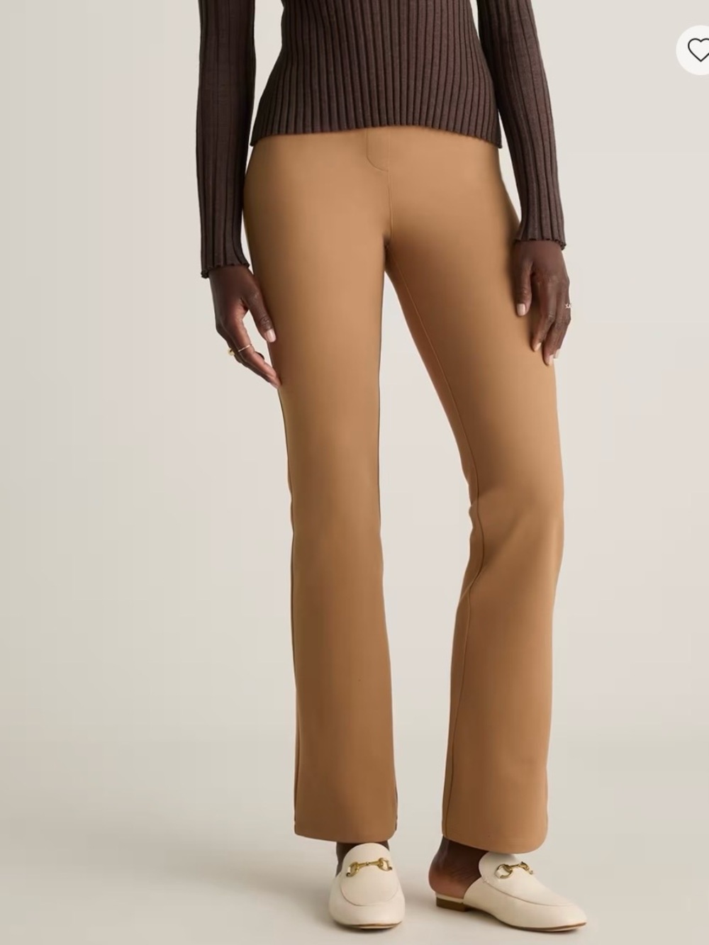 NWOT Quince Ultra-Stretch Ponte Bootcut Pants in Roasted Pecan
